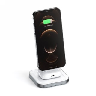 Satechi Magnetic 2in1 - stojąca ładowarka magnetyczna do dwóch urządzeń kompatybilna z ładowaniem MagSafe (space gray) [eol]