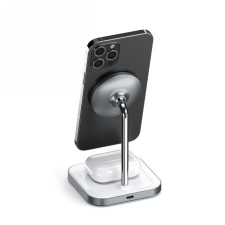 Satechi Magnetic 2in1 - stojąca ładowarka magnetyczna do dwóch urządzeń kompatybilna z ładowaniem MagSafe (space gray) [eol]