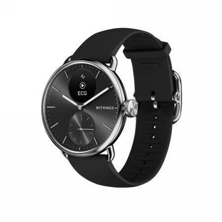 Withings Scanwatch 2 - zegarek z funkcją EKG, pomiarem pulsu i SPO2 oraz mierzeniem aktywności fizycznej i snu (38mm, black). Wy