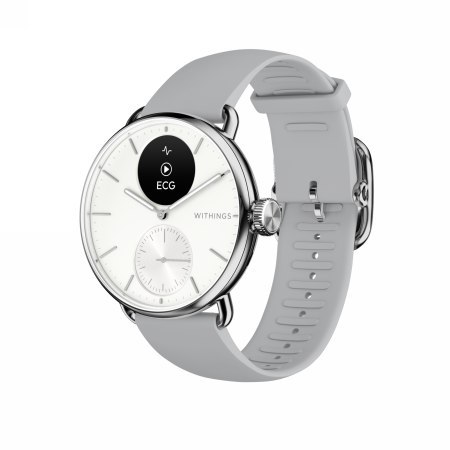 Withings Scanwatch 2 - zegarek z funkcją EKG, pomiarem pulsu i SPO2 oraz mierzeniem aktywności fizycznej i snu (38mm, white). Wy