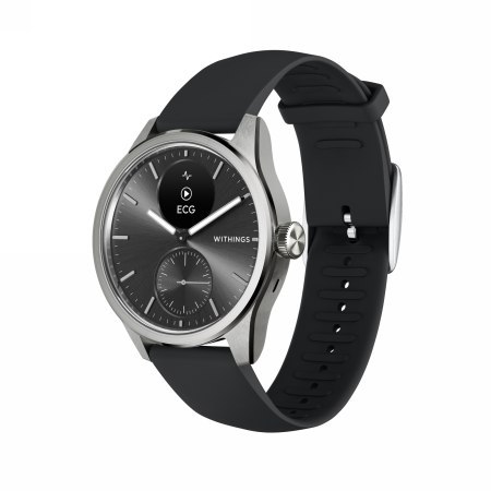 Withings Scanwatch 2 - zegarek z funkcją EKG, pomiarem pulsu i SPO2 oraz mierzeniem aktywności fizycznej i snu (42mm, black). Wy