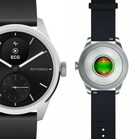Withings Scanwatch 2 - zegarek z funkcją EKG, pomiarem pulsu i SPO2 oraz mierzeniem aktywności fizycznej i snu (42mm, black). Wy