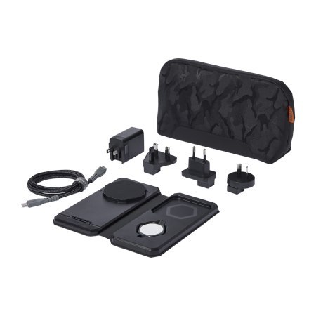 UAG 3in1 Travel Charger - bezprzewodowa ładowarka podróżna do trzech urządzeń 15W, kompatybilna z MagSafe, kabel, wtyczki i orga