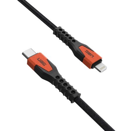 UAG Rugged Cable - kabel USB-C - lightning 30W, 1,5 m (black/orange) [mto]