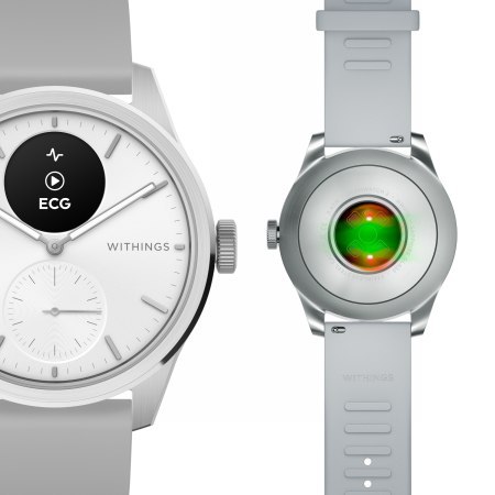 Withings Scanwatch 2 - zegarek z funkcją EKG, pomiarem pulsu i SPO2 oraz mierzeniem aktywności fizycznej i snu (42mm, white). Wy