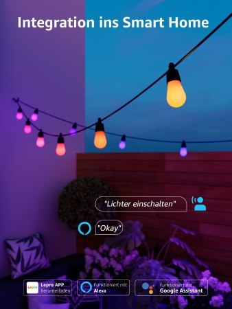 Lepro 15M ZB1 AI Outdoor String Lights - inteligentne wielokolorowe lampki zewnętrzne (15 metrów)
