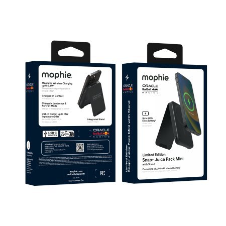 Mophie Snap+ Powerstation Mini Stand Red Bull Racing - magnetyczny powerbank 5000 mAh z podstawką kompatybilny z MagSafe (1x por
