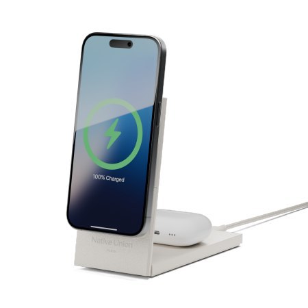 Native Union Rise 2-in-1 Qi2 Wireless Charger - bezprzewodowa ładowarka Qi2 15W do dwóch urządzeń kompatybilna z MagSafe (sandst