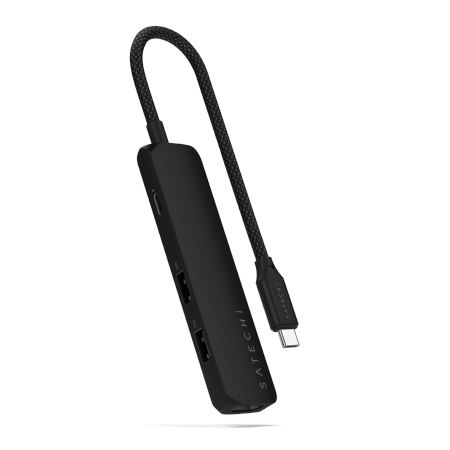 Satechi 4-in-1 USB-C Slim Multiport Adapter 4K - aluminiowy adapter do urządzeń mobilnych USB-C (USB-C, 4K HDMI, 2x USB-A) (blac