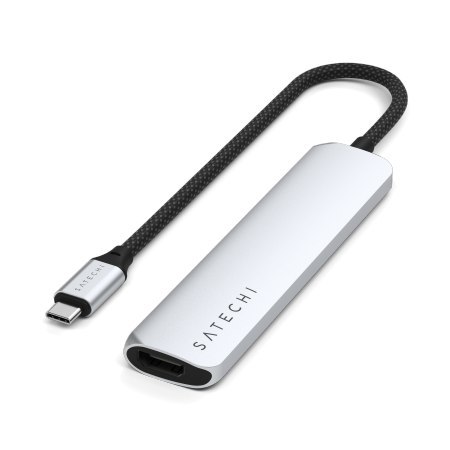 Satechi 6-in-1 USB-C Slim Multiport Adapter - aluminiowy adapter do urządzeń mobilnych USB-C (USB-C, 2x USB-A, 4K HDMI, czytnik 
