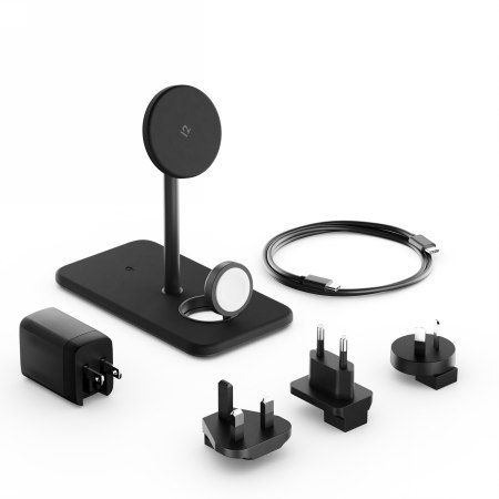 Twelve South HiRise 3 Deluxe (2024) - stojąca ładowarka bezprzewodowa Qi2 do trzech urządzeń kompatybilna z MagSafe (black)