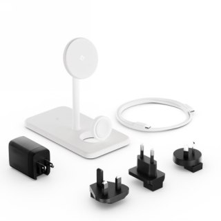 Twelve South HiRise 3 Deluxe (2024) - stojąca ładowarka bezprzewodowa Qi2 do trzech urządzeń kompatybilna z MagSafe (white)