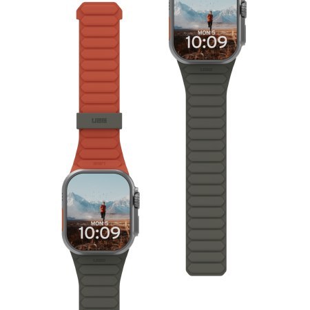 UAG Pathfinder - silikonowy dwustronny pasek magnetyczny do Apple Watch 44mm-49mm (Apple Watch 4-11, SE 1-3, Ultra 1-3) (olive/r