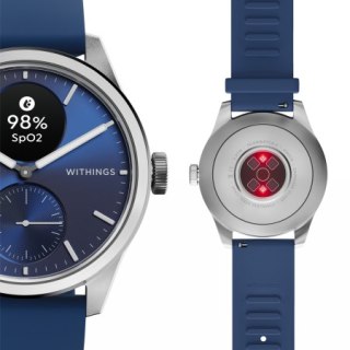 Withings Scanwatch 2 - zegarek z funkcją EKG, pomiarem pulsu i SPO2 oraz mierzeniem aktywności fizycznej i snu (42mm, blue). Wyr