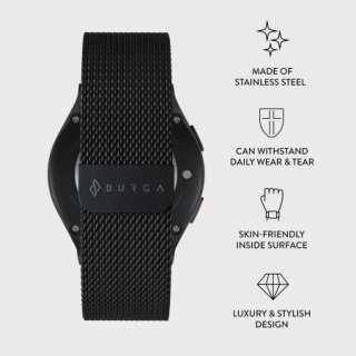 BURGA Metal Mesh Band - uniwersalna bransoleta do zegarka 22 mm (black)