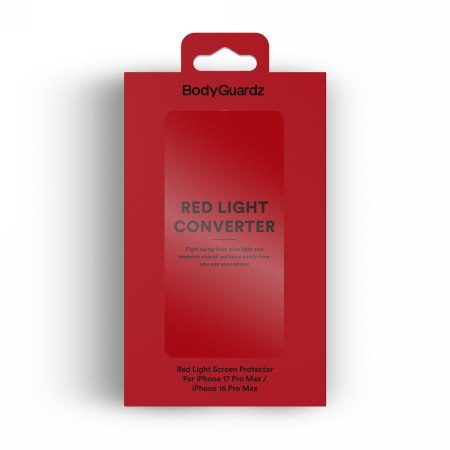 BodyGuardz Red light Converter Glass - szkło ochronne z konwerterem światła niebieskiego do iPhone 17 Pro Max / 16 Pro Max
