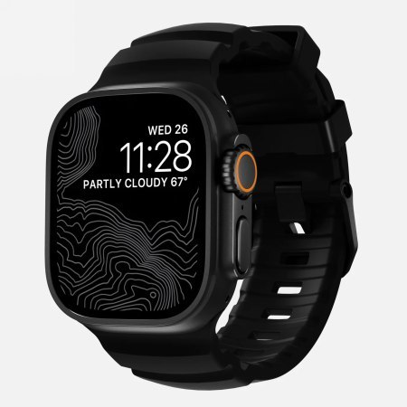 NOMAD Rocky Point Band - pasek do Apple Watch 44mm-49mm (Apple Watch 4-11, SE 1-3, Ultra 1-3) z FKM oraz tytanu (carbon black, b