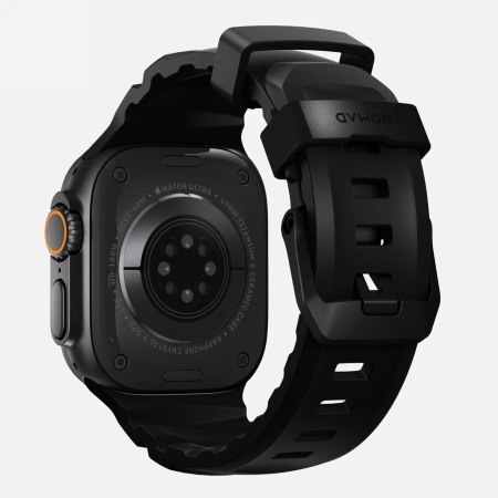 NOMAD Rocky Point Band - pasek do Apple Watch 44mm-49mm (Apple Watch 4-11, SE 1-3, Ultra 1-3) z FKM oraz tytanu (carbon black, b