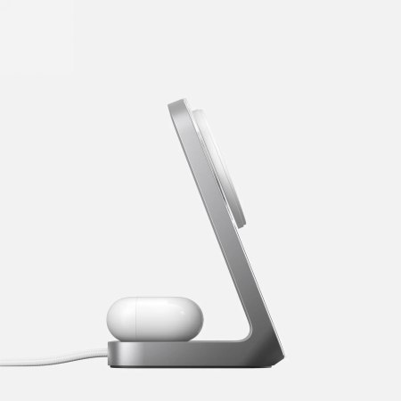 NOMAD Stand One - bezprzewodowa ładowarka Qi2,2 25W do dwóch urządzeń kompatybilna z MagSafe, 4 gen. (silver)