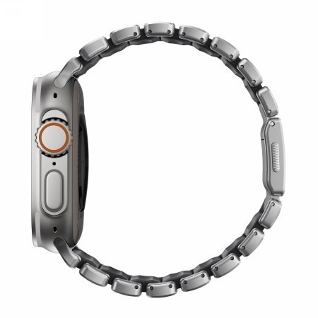NOMAD Stratos Band - tytanowa bransoleta do Apple Watch 44mm-49mm (Apple Watch 4-11, SE 1-3, Ultra 1-3) z FKM (natural titanium,