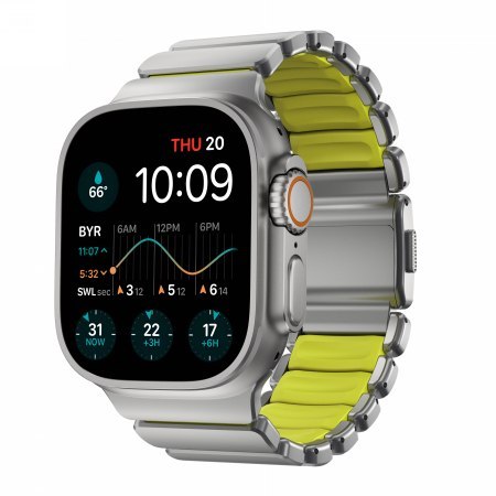 NOMAD Stratos Band - tytanowa bransoleta do Apple Watch 44mm-49mm (Apple Watch 4-11, SE 1-3, Ultra 1-3) z FKM (natural titanium,