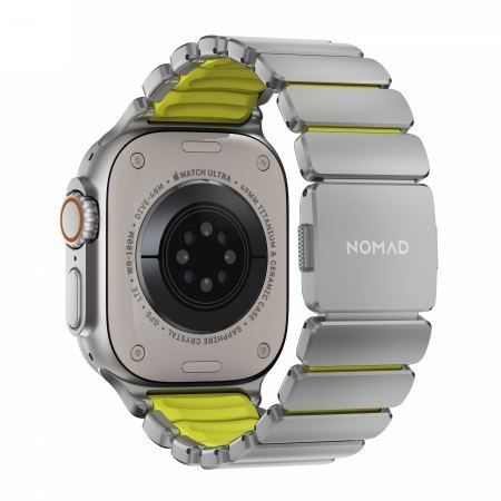 NOMAD Stratos Band - tytanowa bransoleta do Apple Watch 44mm-49mm (Apple Watch 4-11, SE 1-3, Ultra 1-3) z FKM (natural titanium,