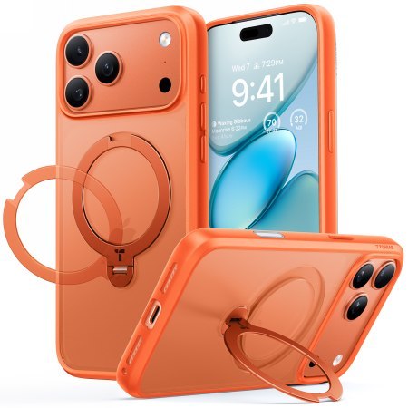 TORRAS Ostand Spin - etui do iPhone 18 Pro / 17 Pro kompatybilne z MagSafe (energy orange) [go]