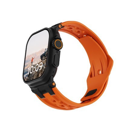 UAG Monarch - pasek FKM do Apple Watch 44mm-49mm (Apple Watch 4-11, SE 1-3, Ultra 1-3) (orange / black titanium)