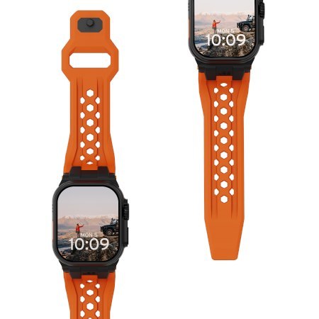 UAG Monarch - pasek FKM do Apple Watch 44mm-49mm (Apple Watch 4-11, SE 1-3, Ultra 1-3) (orange / black titanium)