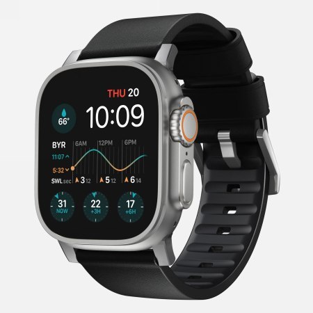 NOMAD Active Band Pro - wodoodporny skórzany pasek do Apple Watch 44mm-49mm (Apple Watch 4-11, SE 1-3, Ultra 1-3) (black active 