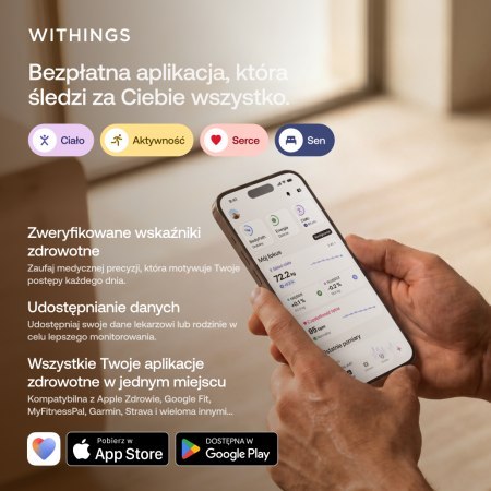 Withings BodyFit - inteligentna waga ze strefową analizą masy ciała, analizą metabolizmu oraz zdrowia serca (black)