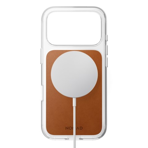 NOMAD Clear Leather Case - etui do iPhone 18 Pro / 17 Pro kompatybilne z MagSafe, skóra Horween (saddle)