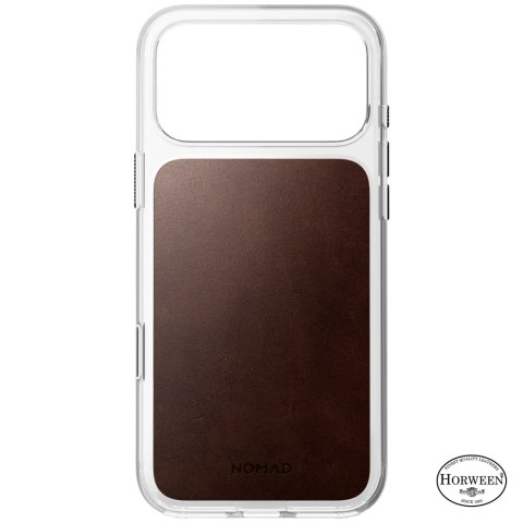 NOMAD Clear Leather Case - etui do iPhone 18 Pro Max / 17 Pro Max kompatybilne z MagSafe, skóra Horween (rustic brown)