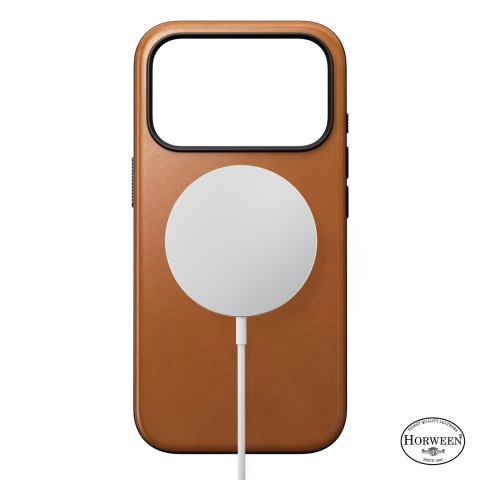 NOMAD Modern Leather Case - etui do iPhone 18 Pro / 17 Pro kompatybilne z MagSafe, skóra Horween (saddle)
