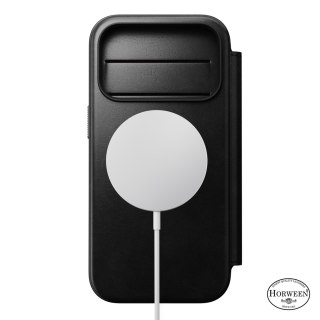 NOMAD Modern Leather Folio - etui do iPhone 18 Pro / 17 Pro kompatybilne z MagSafe, skóra Horween (black)