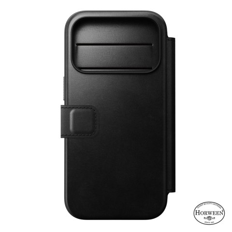 NOMAD Modern Leather Folio - etui do iPhone 18 Pro / 17 Pro kompatybilne z MagSafe, skóra Horween (black)
