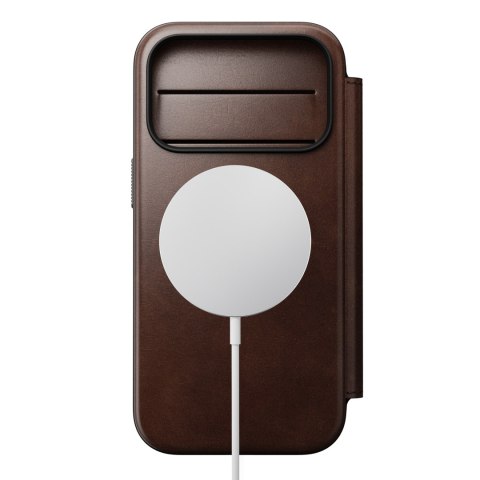 NOMAD Modern Leather Folio - etui do iPhone 18 Pro / 17 Pro kompatybilne z MagSafe, skóra Horween (rustic brown)