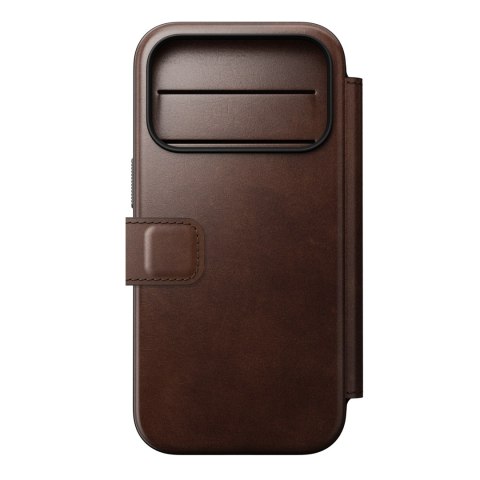 NOMAD Modern Leather Folio - etui do iPhone 18 Pro / 17 Pro kompatybilne z MagSafe, skóra Horween (rustic brown)