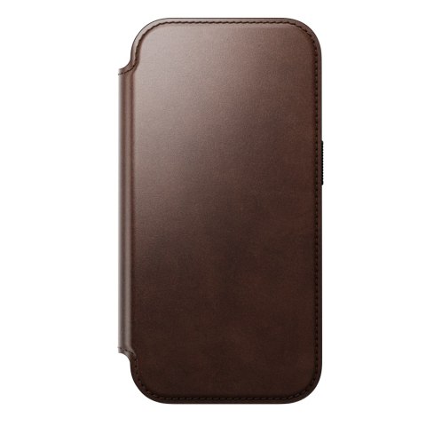NOMAD Modern Leather Folio - etui do iPhone 18 Pro / 17 Pro kompatybilne z MagSafe, skóra Horween (rustic brown)