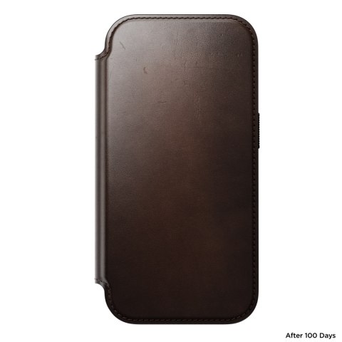 NOMAD Modern Leather Folio - etui do iPhone 18 Pro / 17 Pro kompatybilne z MagSafe, skóra Horween (rustic brown)