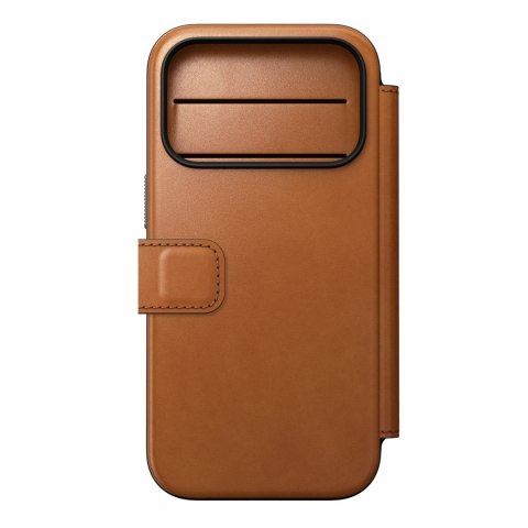 NOMAD Modern Leather Folio - etui do iPhone 18 Pro / 17 Pro kompatybilne z MagSafe, skóra Horween (saddle)