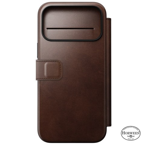 NOMAD Modern Leather Folio - etui do iPhone 18 Pro Max / 17 Pro Max kompatybilne z MagSafe, skóra Horween (rustic brown)