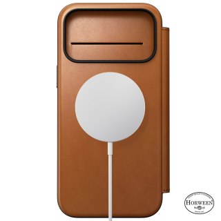 NOMAD Modern Leather Folio - etui do iPhone 18 Pro Max / 17 Pro Max kompatybilne z MagSafe, skóra Horween (saddle)