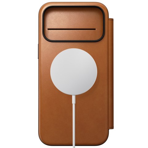 NOMAD Modern Leather Folio - etui do iPhone 18 Pro Max / 17 Pro Max kompatybilne z MagSafe, skóra Horween (saddle)