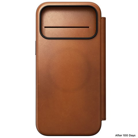 NOMAD Modern Leather Folio - etui do iPhone 18 Pro Max / 17 Pro Max kompatybilne z MagSafe, skóra Horween (saddle)
