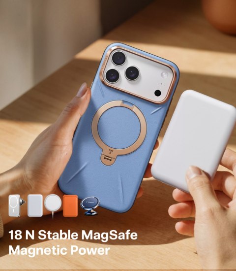 TORRAS Ostand Q3 VegSkin - etui do iPhone 18 Pro Max / 17 Pro Max kompatybilne z MagSafe (blue)