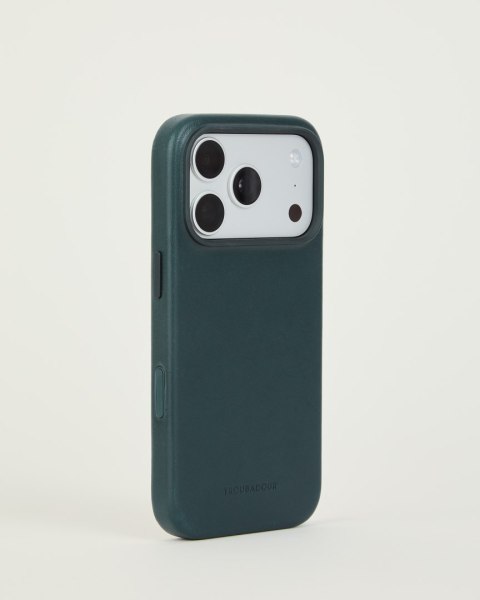 Troubadour Leather Case - etui skórzane do iPhone 18 Pro / 17 Pro kompatybilne z MagSafe (obsidian green)