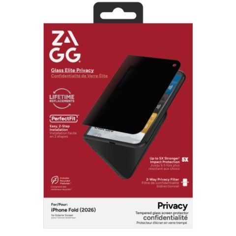ZAGG Invisibleshield Glass Elite Privacy - prywatyzujące szkło ochronne do iPhone Duo (zewnętrzne)