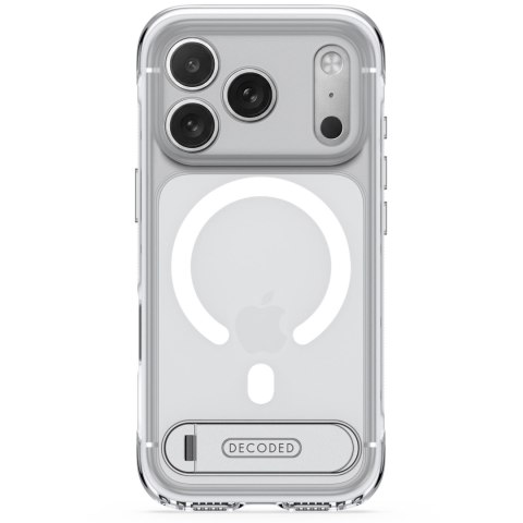 Decoded AntiMicrobial Hybrid Stand Backcover - etui z podstawką do iPhone 18 Pro / 17 Pro kompatybilne z MagSafe (frosted white)