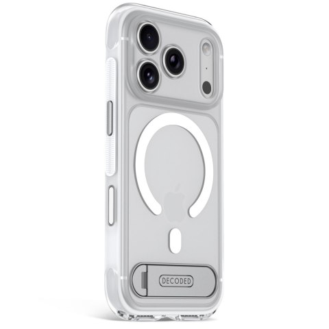 Decoded AntiMicrobial Hybrid Stand Backcover - etui z podstawką do iPhone 18 Pro / 17 Pro kompatybilne z MagSafe (frosted white)